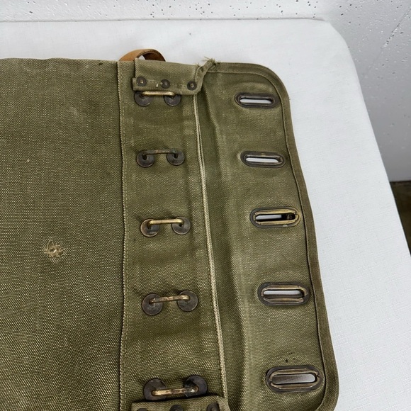 WWII 1940’s US Army Herkert Meisel Trunk Co Security Canvas and Leather Mail Bag - Picture 10 of 16